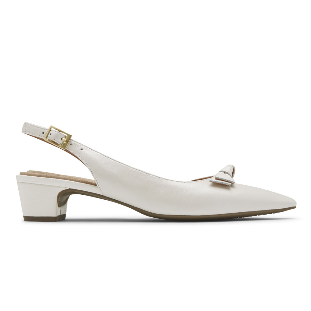 Rockport Singapore Womens Heels - Total Motion Gracie Bow Slingback White - IY0537691